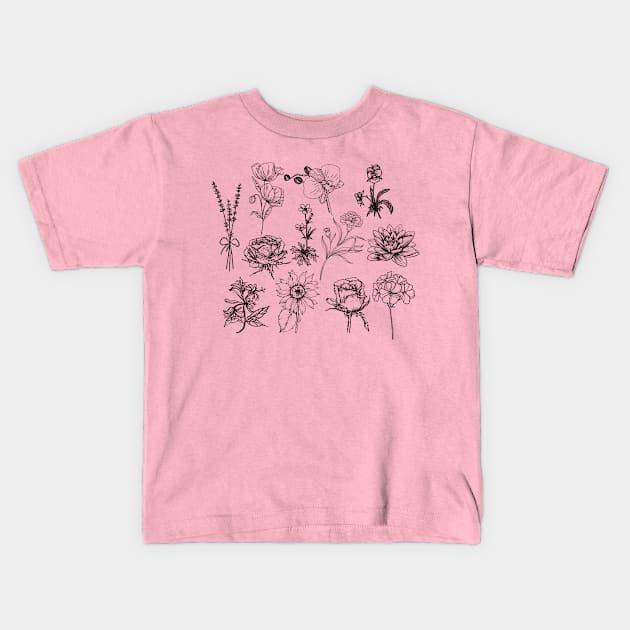 Flowers of the Zodiac Kids T-Shirt by LylaLace Studio